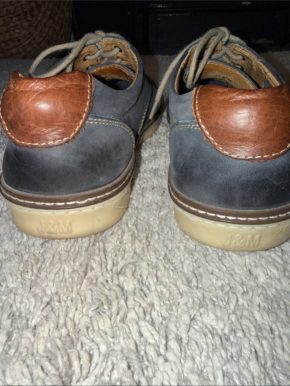 Johnston & Murphy Men’s Sheepskin Casual Shoes Gray leather eclectic grandpa